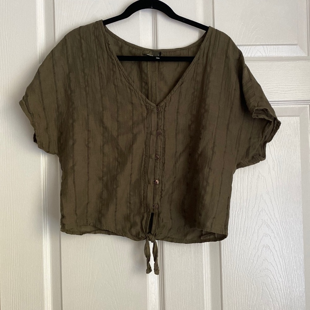 Prana green mid button top